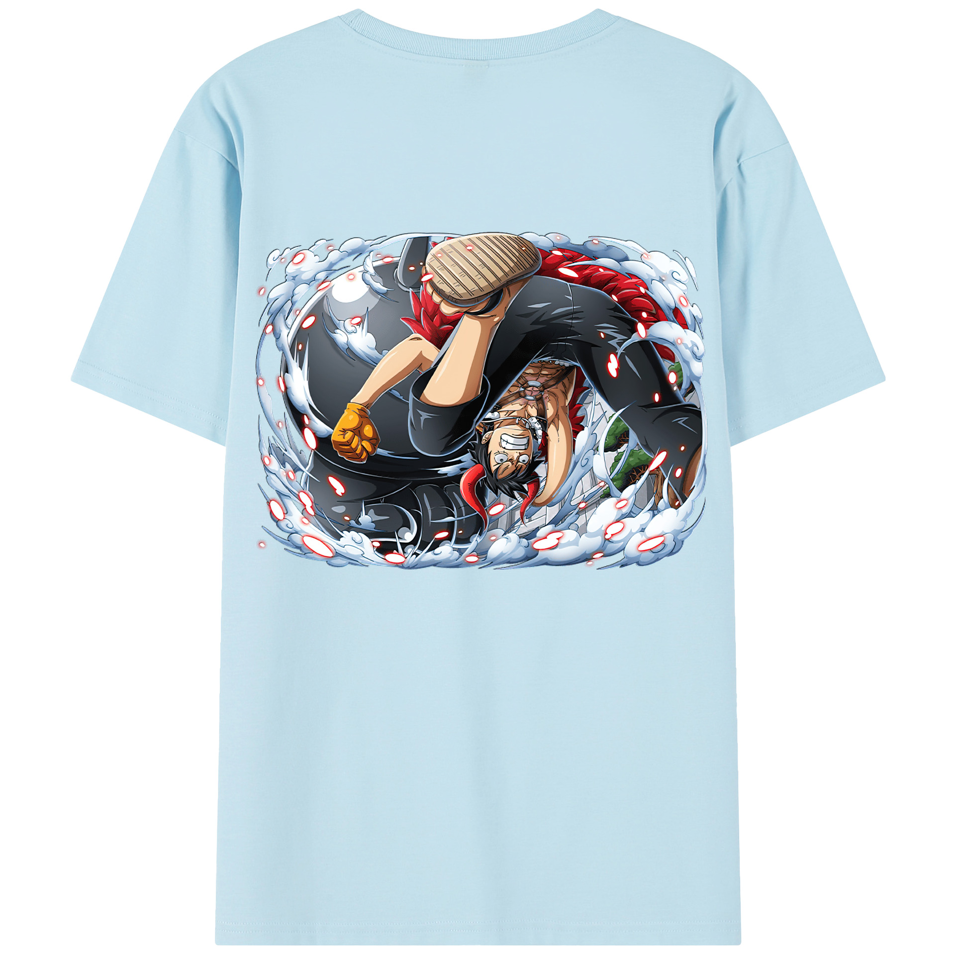 ワンピース モンキー・D・ルフィ ONE PIECE Monkey D. Luffy 綿100％半袖Tシャツ（背面プリント）